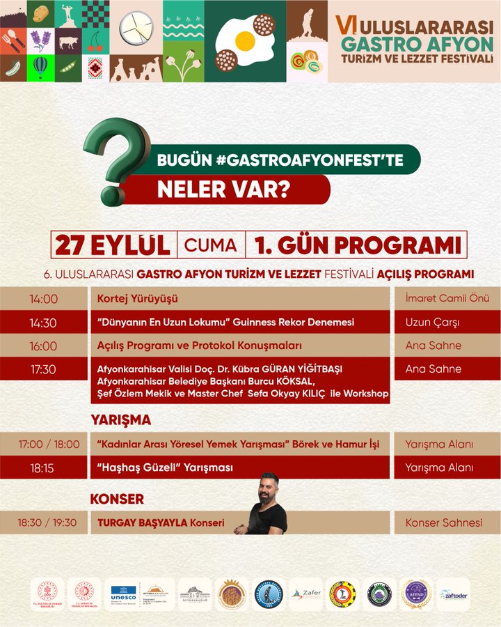 VI. Uluslararası GastroAfyon Festivali Başlıyor