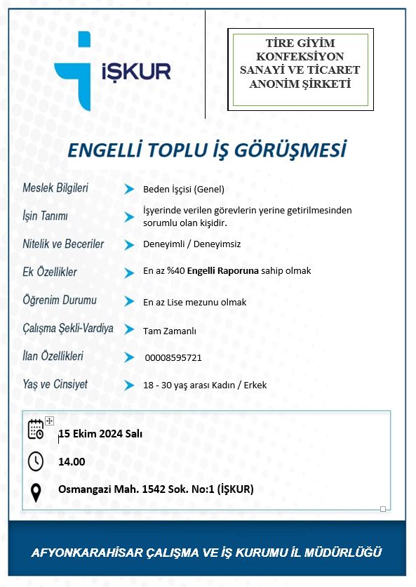 Tire Giyim, Engellilere İş Fırsatı Sunuyor