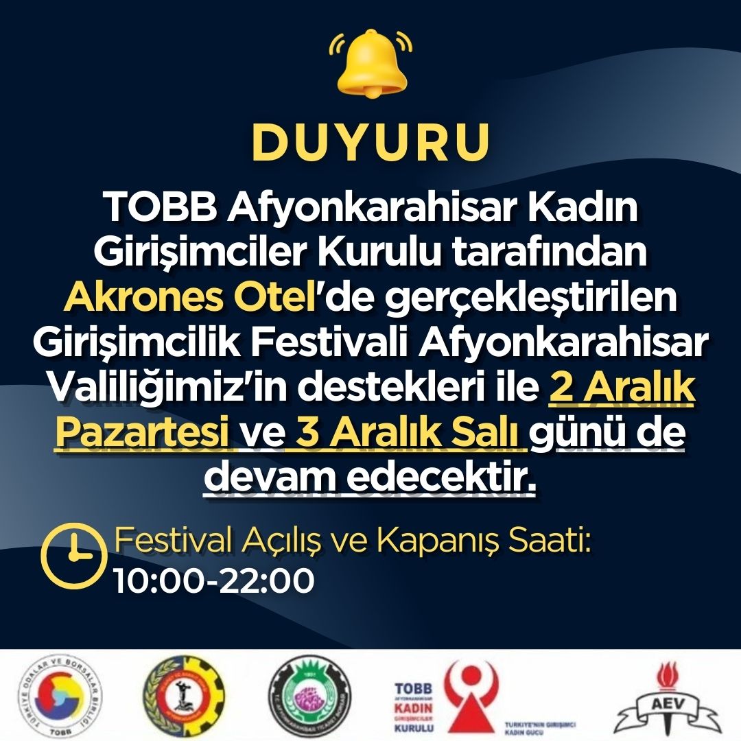 Girişimcilik Festivali Afyonkarahisar'da Başlıyor