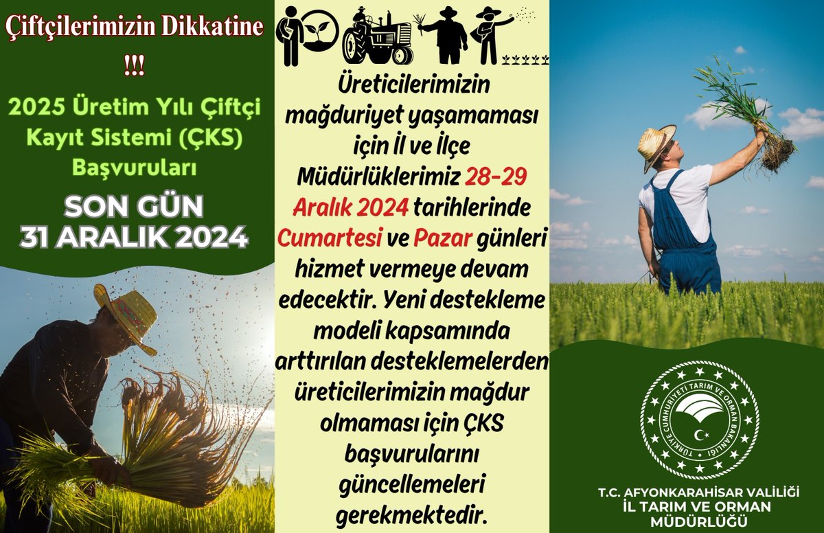 2025 Yılı Çiftçi Kayıt Sistemi Başvuruları Başladı